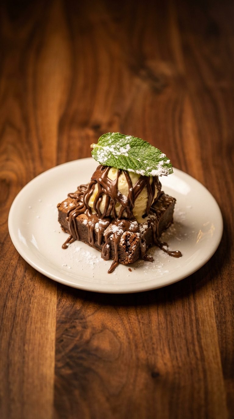 Brownie con helado