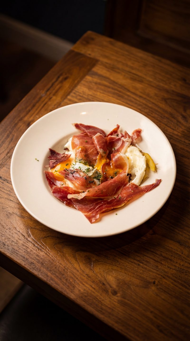 Huevos rotos con Jamón